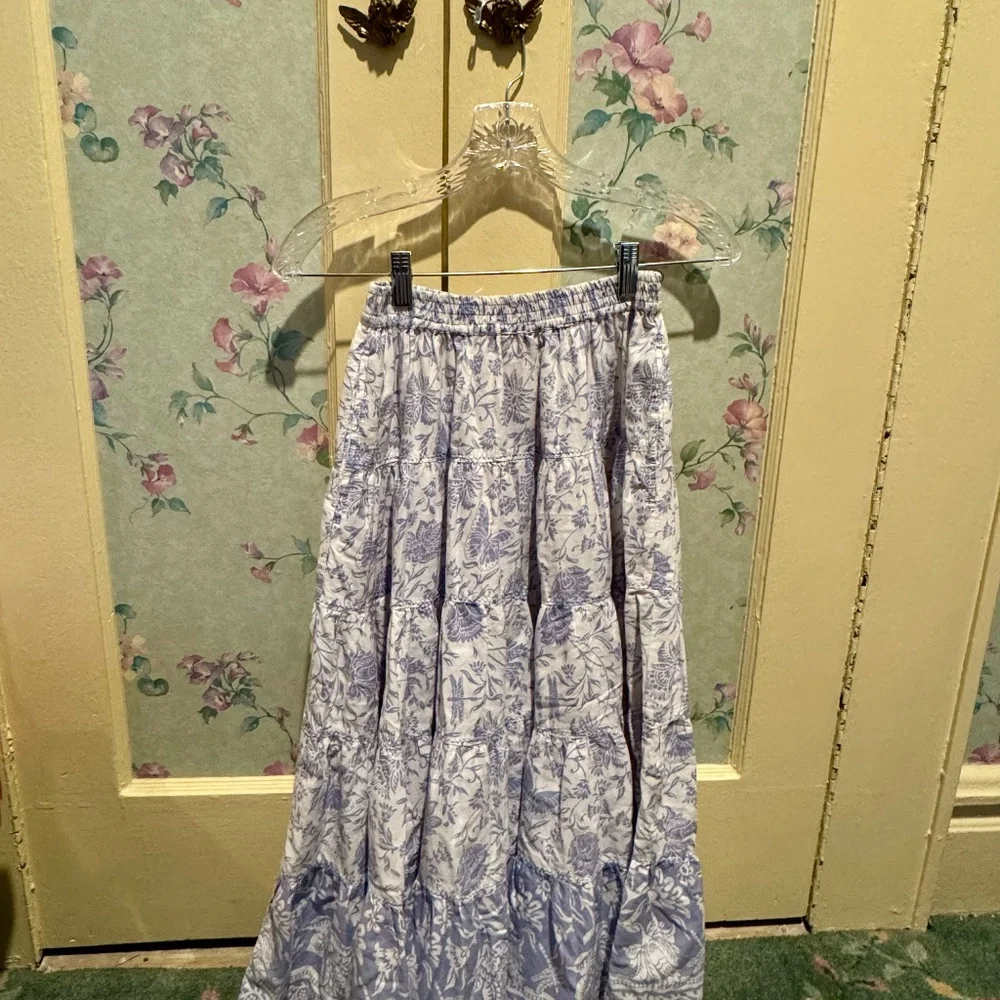Free People Floral Blue and White Skirt - Picture 3 of 4